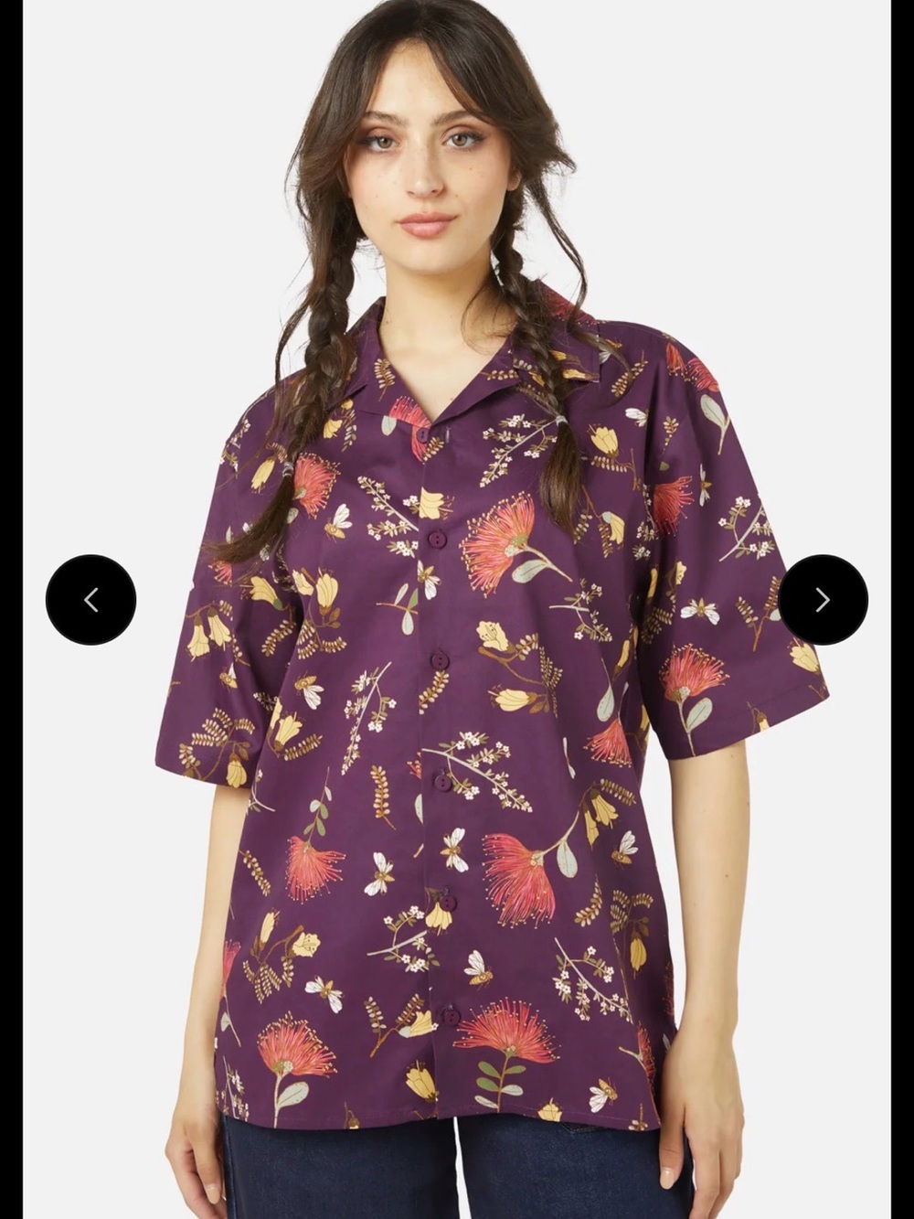 Princess Highway Flora Button-Up Top in Plum